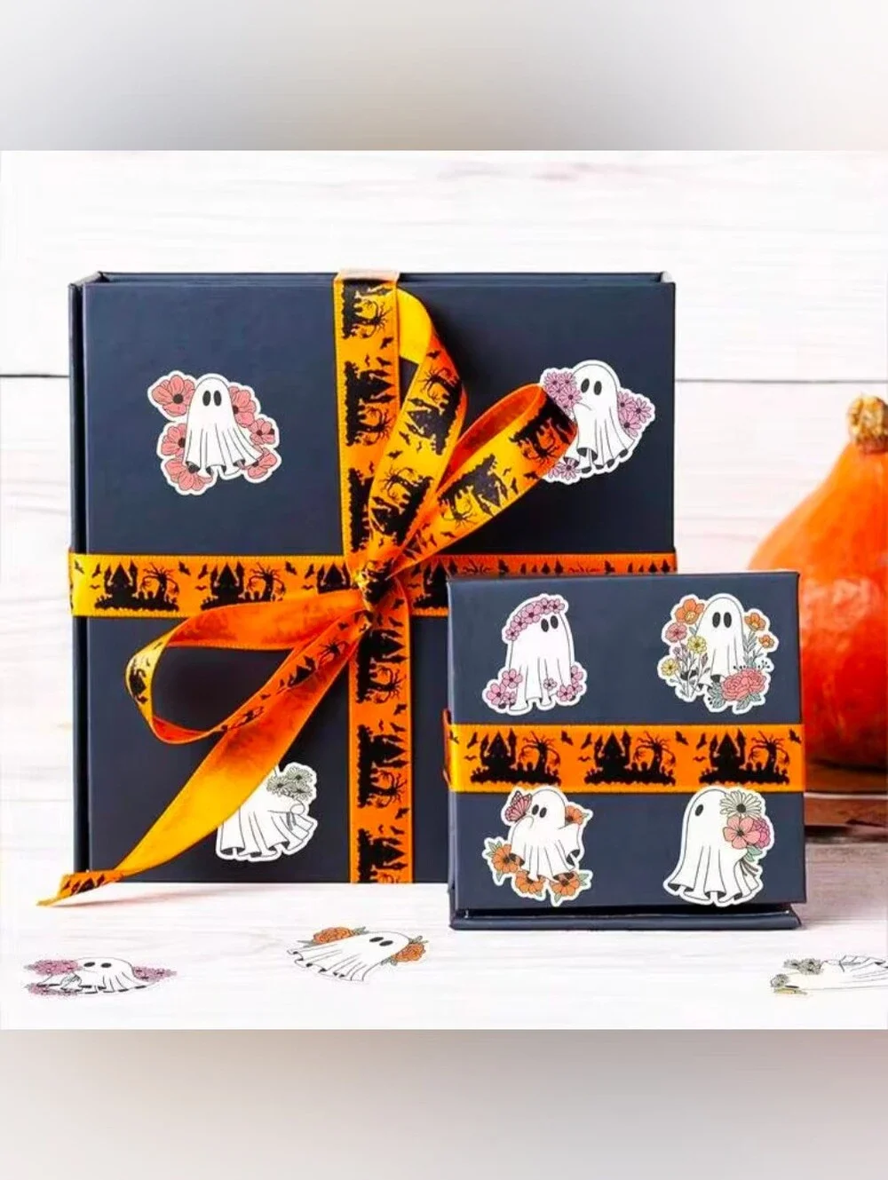 500 Ghost Halloween Stickers - 8 Scary Designs